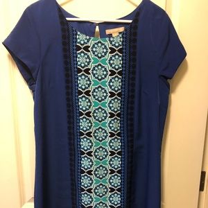 Blue dress from loft with design on the front.